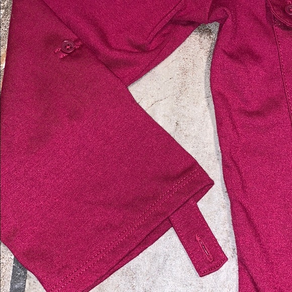 Dark Red Double Pocket Collared Top - Picture 4 of 12